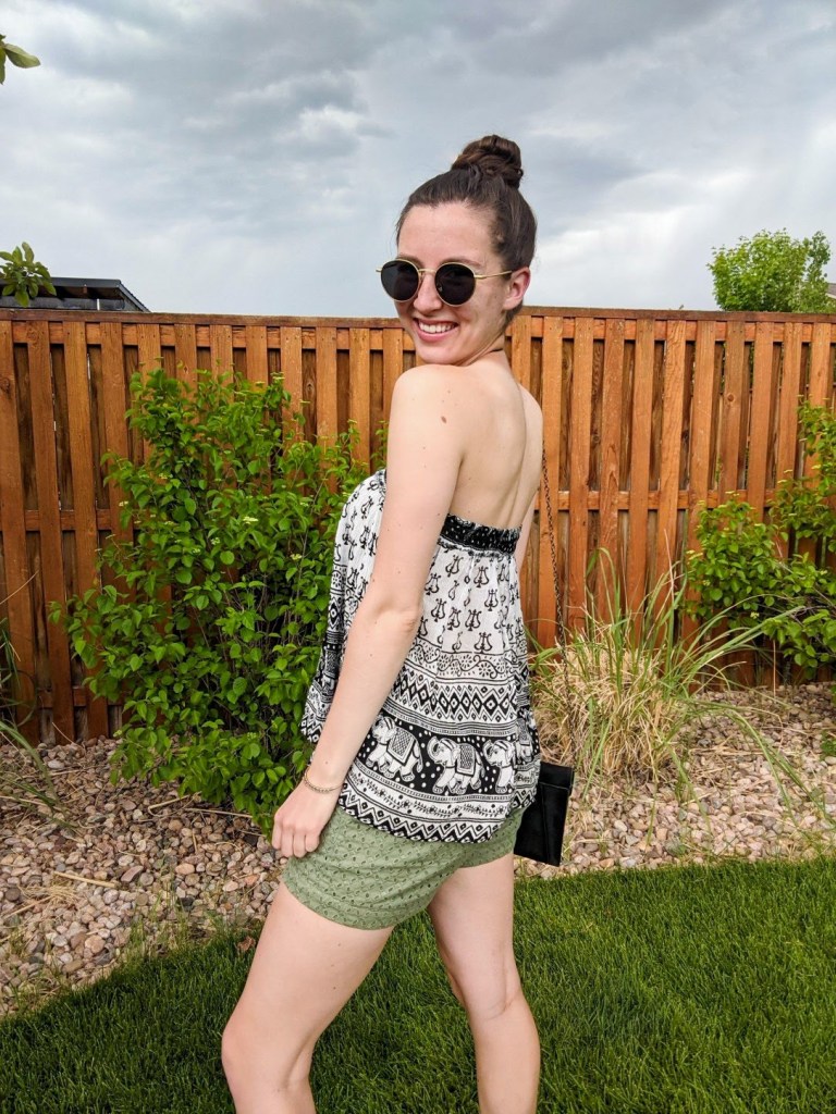 \"patterned-halter-top-green-shorts-summer-style-casual-vibes\"